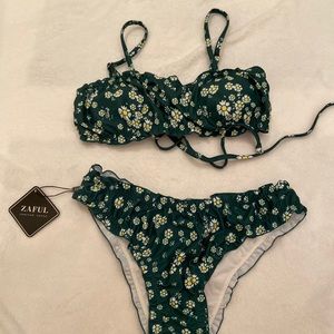 ZAFUL BRAND NEW Green Floral Bikini